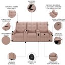 Ver imagem 3 de Poltrona do Papai Reclinável Mallie 3 Lugares Baú Usb Fh9 Veludo Rosê - Mpozenato