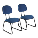 Ver imagem 1 de Cadeira Ágata Secretária Pé Sky Garfo Kit 02 Tecido: Azul C/ Preto