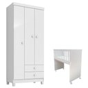 Ver imagem 1 de Mini Berço Moisés Alegria com Colchão e Guarda Roupa 3 Portas Ternura Baby Branco Flex - Incorplac