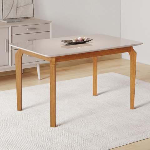 Mesa de Jantar 6 Lugares com Vidro 160cm Retangular Multimóveis Crjcm-MES010 Cinamomo/Off White