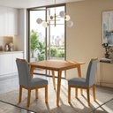 Ver imagem 1 de Conjunto Mesa de Jantar 90x90 Mdf e 2 Cadeiras Blend Linho - Cinza Escuro