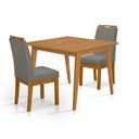 Ver imagem 2 de Conjunto Mesa de Jantar 90x90 Mdf e 2 Cadeiras Blend Linho - Cinza Escuro