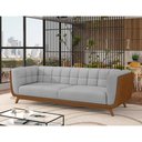 Ver imagem 2 de Sofá 2 Lugares 180cm Coin Pu Caramelo | Linho Cinza Claro - Sallar Home