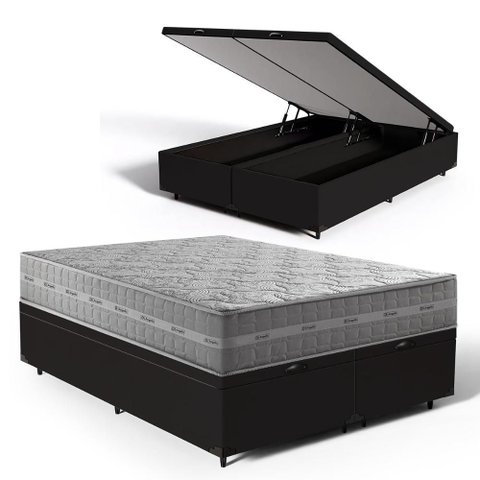 Cama Box Baú com Colchão de Molas Ensacadas Ultra Spring Anjos Queen 158cm