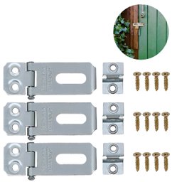 Dobradiça Porta Cadeado Fecho Trinco Zincado 4cm para Portão Gaveta Armário | Silvana | Kit 03 Un - 3