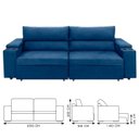 Ver imagem 3 de Sofá Retrátil Reclinável Molas Ensacadas Havana 250 Veludo Azul
