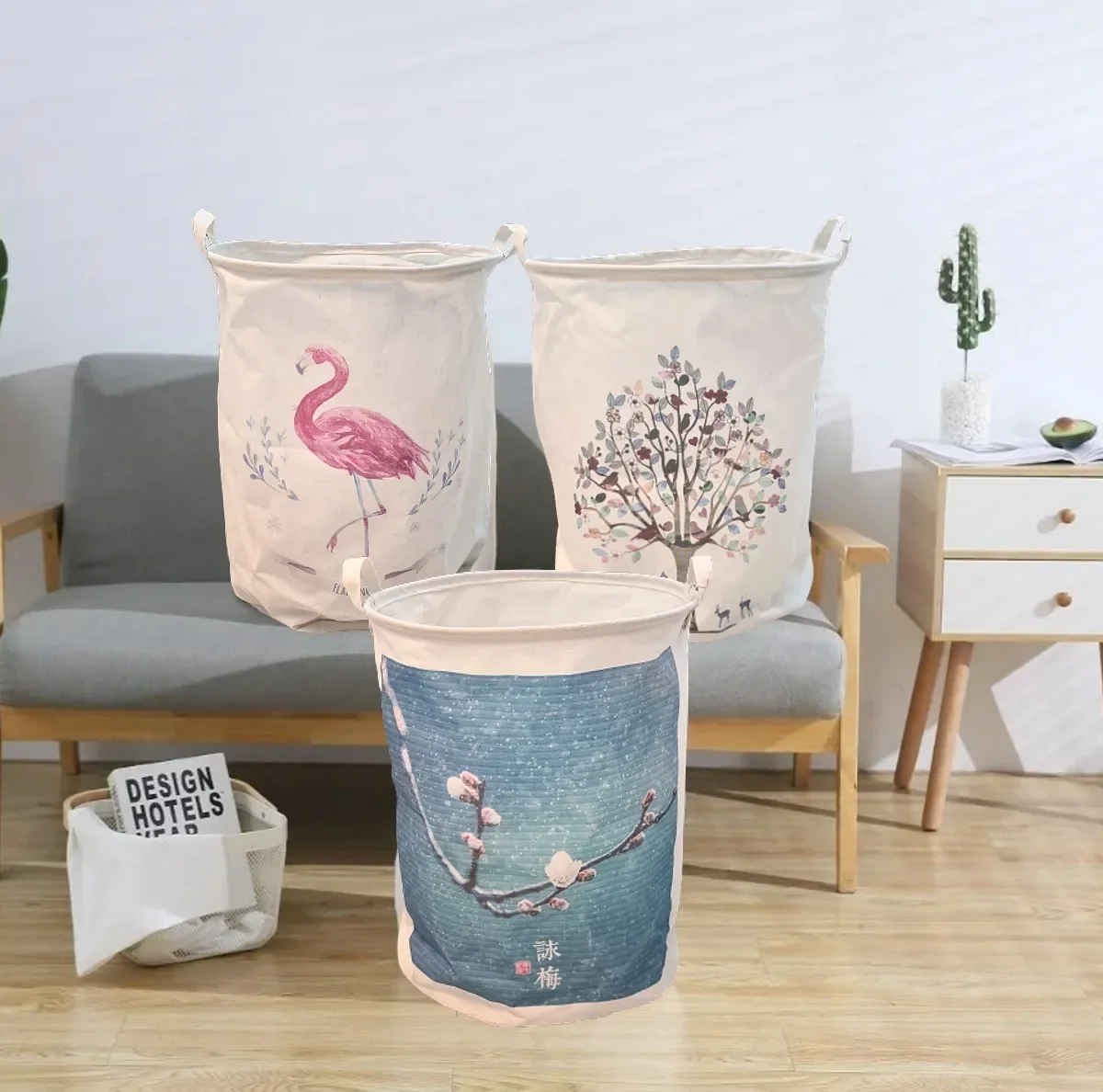 Cesto De Roupa Suja Árvore Lona 50 X 45 - 4