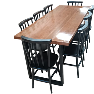 Conjunto de Mesa Jantar 200x80 Melissa com 8 Cadeiras Marrom - Preto