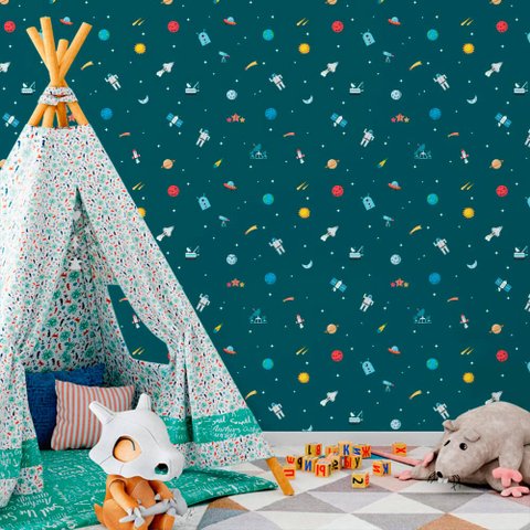 Papel de Parede Infantil - Planetas 5 Arte Destaque 2 Metros