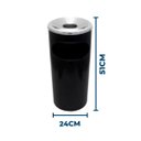 Ver imagem 2 de Cinzeiro Lixeira Plástica 24x50 com Aro Alumínio Preto