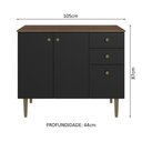 Ver imagem 7 de Balcão Gabinete 3 Portas 1 Gaveta Rustic/preto Gourmet Madesa Rustic/preto