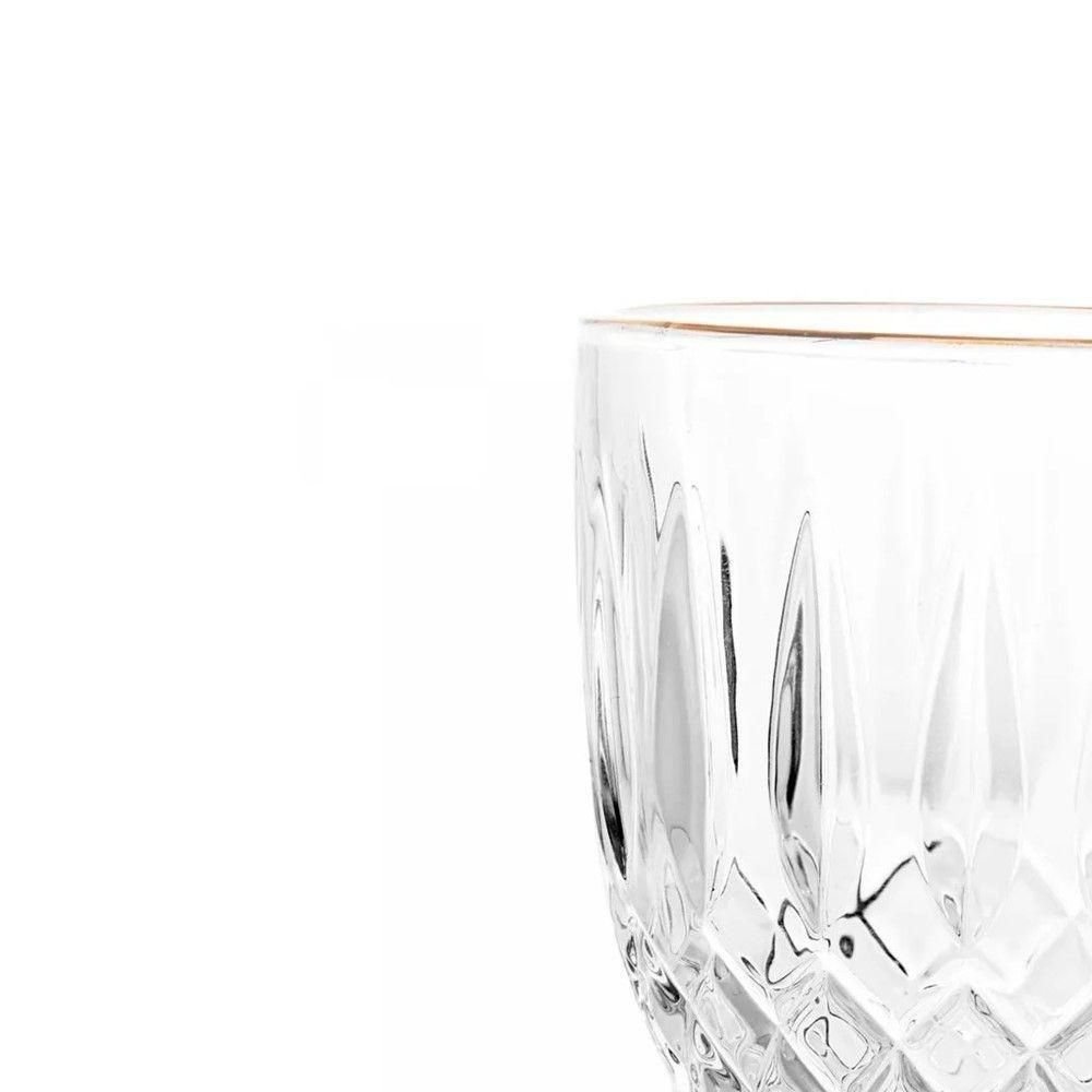 Jogo 2 Taça de Vidro Transparente com Borda Dourada Fio de Ouro Greek 345ml Wolff - 4