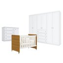 Ver imagem 1 de Quarto de Bebê Americano 6 Portas com Berço Americano Evolution 4 em 1 Branco Acetinado Savana