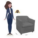 Ver imagem 3 de Poltrona Decorativa Tilla Suede Cinza - Belliv Decor