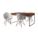 Ver imagem 3 de Mesa Jantar Industrial Filadélfia Amêndoa 137x90cm com 4 Poltronas Brancas Base Cobre Marrom