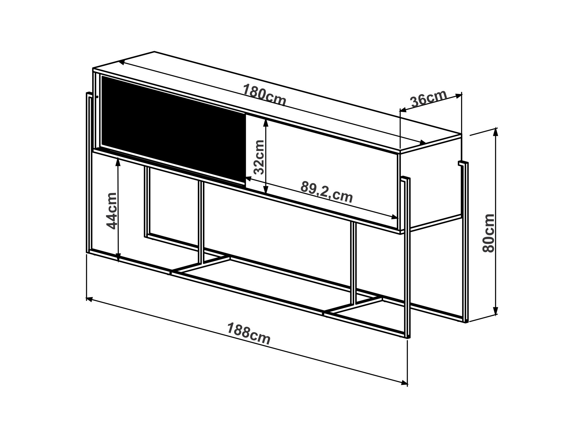 Aparador Buffet Bar York Estilo Industrial 188cm 02 Portas 27901 Artesano - Hanover/preto - 6