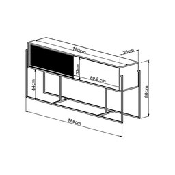 Aparador Buffet Bar York Estilo Industrial 188cm 02 Portas 27901 Artesano - Hanover/preto - 6