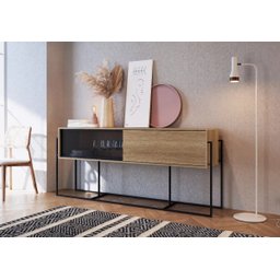 Aparador Buffet Bar York Estilo Industrial 188cm 02 Portas 27901 Artesano - Hanover/preto - 1