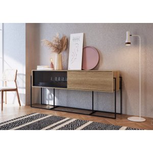 Aparador Buffet Bar York Estilo Industrial 188cm 02 Portas 27901 Artesano - Hanover/preto