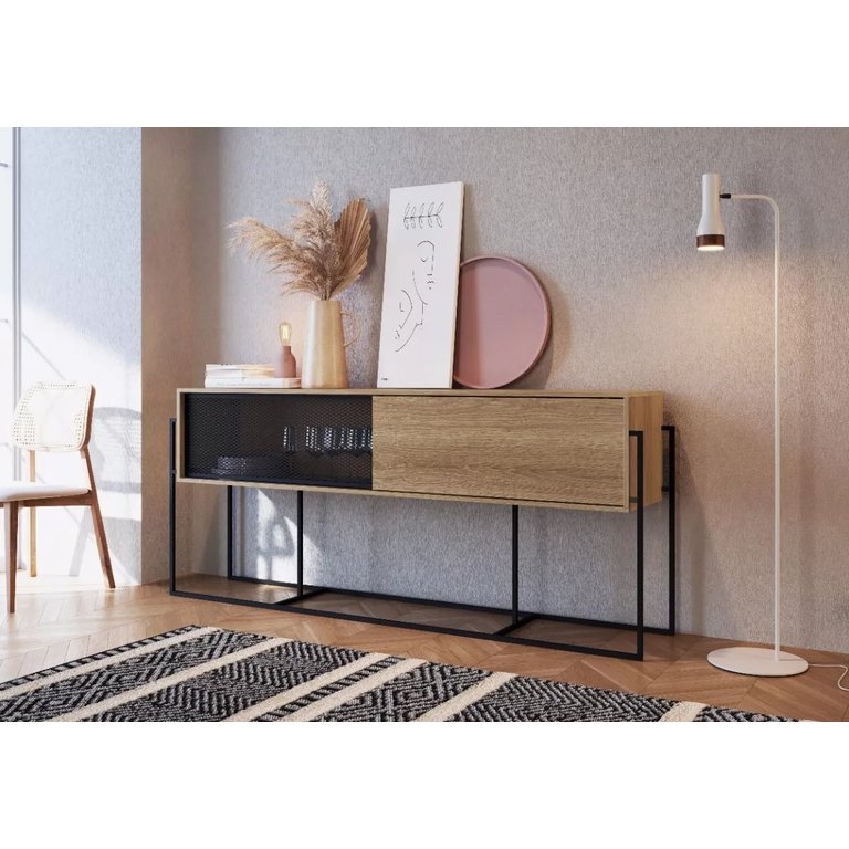 Aparador Buffet Bar York Estilo Industrial 188cm 02 Portas 27901 Artesano - Hanover/preto