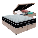 Ver imagem 1 de Cama Box Baú Bipartido Casal Bege e Colchão Elegant Superpocket Molas Ensacadas Ortobom