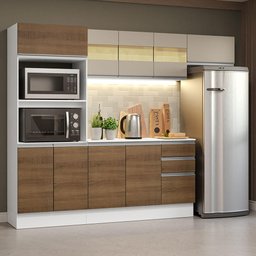 Armário de Cozinha Completa 100% MDF 250cm Branco/Rustic/Crema Smart Madesa 03 - 2