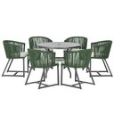 Ver imagem 1 de Mesa com 6 Cadeiras de Jantar Roma 120cm e Noronha em Alumínio Preto Corda Náutica Estofado 3 Trama
