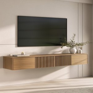 Rack Suspenso para Tv até 75 Polegadas Portas Ripadas 210cm Aruá Cabecasa MadeiraOriginals