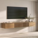 Ver imagem 1 de Rack Suspenso Ripado para TV até 75 Polegadas Planejado 210cm Aruá CabeCasa MadeiraOriginals Marrom Jatobá