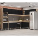 Ver imagem 2 de Armário de Cozinha Modulada de Canto 8 Peças CP09 Balcão com Pia Inox Castanho/Preto - Lumil Lumil M