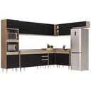 Ver imagem 1 de Armário de Cozinha Modulada de Canto 8 Peças CP09 Balcão com Pia Inox Castanho/Preto - Lumil Lumil M