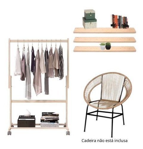 Conjunto Arara Mais Três Suporte Para Closet Compacta - 2