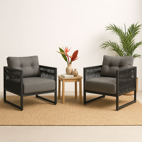 Poltrona Corda Náutica - Living, Varanda, Estar - Kit 2 - Poltrona Araxá