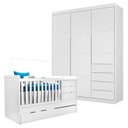 Ver imagem 1 de Berço Multifuncional Cleo com Guarda Roupa Blenda Branco Acetinado – Phoenix