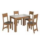 Ver imagem 2 de Conjunto Sala de Jantar Fidelitá Veneza com 4 Cadeiras Freijó/off-white Assento Cacau