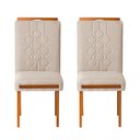 Ver imagem 1 de Kit 2 Cadeiras Estofadas de Jantar Tulipa - Mdf em Linho Pés em Madeira - Vintage Decor - Bege