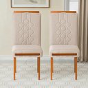 Ver imagem 2 de Kit 2 Cadeiras Estofadas de Jantar Tulipa - Mdf em Linho Pés em Madeira - Vintage Decor - Bege