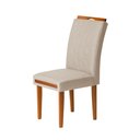 Ver imagem 3 de Kit 2 Cadeiras Estofadas de Jantar Tulipa - Mdf em Linho Pés em Madeira - Vintage Decor - Bege