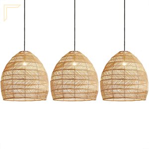 3 Pendente de Vime Fibra Natural em Rattan E27 Cesto Nat15