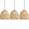 3 Pendente de Vime Fibra Natural em Rattan E27 Cesto Nat15 - 1