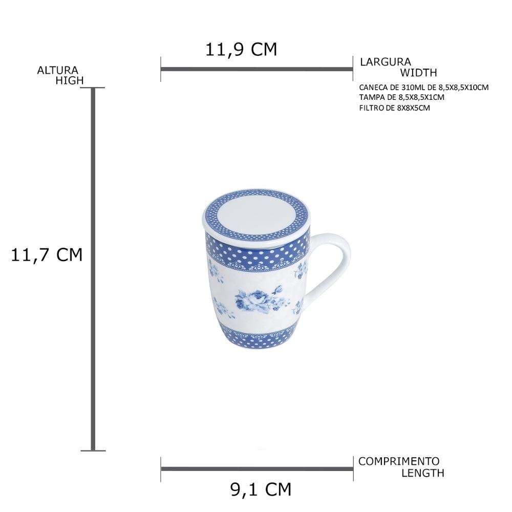 Caneca de Porcelana C/tampa e Filtro Elsa 310ml - 2