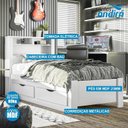 Ver imagem 5 de Cama Solteiro com Gavetas Invicta Branco Brilho - Santos Andirá