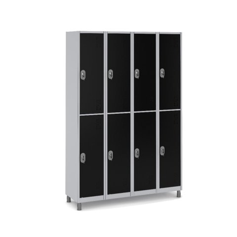 Armário de Aço 8 Portas Grandes Locker Academia:preto