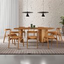 Ver imagem 1 de Mesa de Jantar Soláris 220cm Madeira Tampo Laminado Orgânico com 8 Cadeiras Solaris