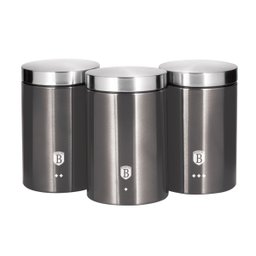 Jogo Potes Porta Mantimentos Inox Multiuso Alimentos Armazenar Açúcar Café Farinha Recipientes 3pçs - 1