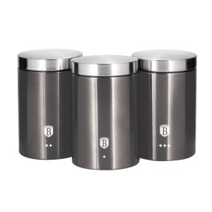 Jogo Potes Porta Mantimentos Inox Multiuso Alimentos Armazenar Açúcar Café Farinha Recipientes 3pçs