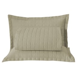 Kit Cobre Leito Colcha Bellini Queen Dupla Face Percal 300 Fios Textura Matelassê 3 Peças - Cáqui - 1