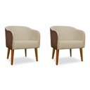 Ver imagem 1 de Kit 02 Poltronas Cadeira Luiza Corino Nozes e Linho Bege Sala de Jantar Recepção Escritório do Lar M