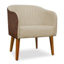 Ver imagem 2 de Kit 02 Poltronas Cadeira Luiza Corino Nozes e Linho Bege Sala de Jantar Recepção Escritório do Lar M