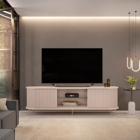 Rack para Sala de Estar TV 75 pol Atlantis D05 Off White - Lyam Decor